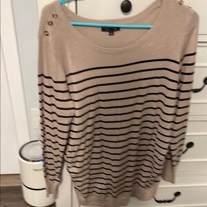 Striped maternity Sweater with Button Accents